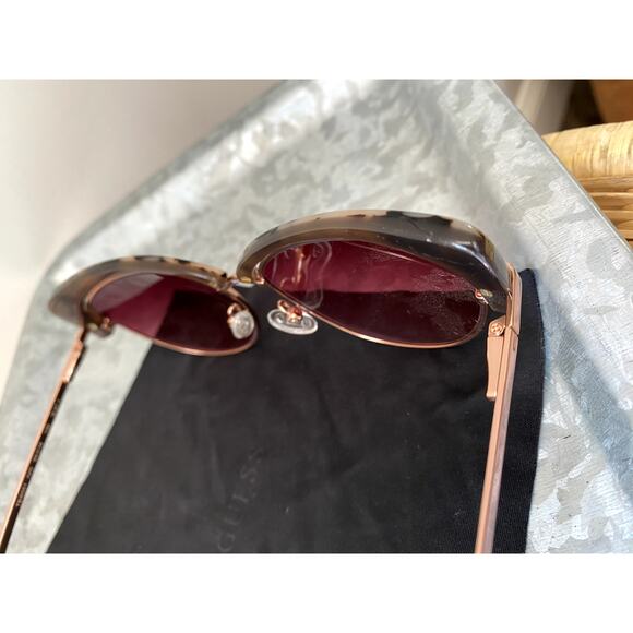 Ted Baker Semi Metal/Plastic Cat Eye Women's Sunglasses Ivory Tortise TBW051 - Picture 4 of 15